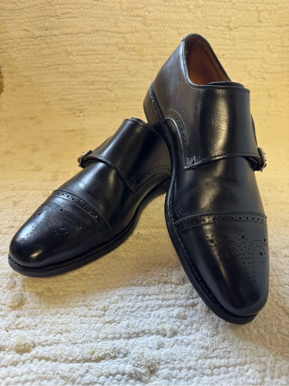 Allen Edmonds Black Leather Double Monk Strap Oxfords